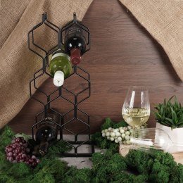 Stojak na Wino Metalowy Czarny 8 Butelek Dekoracyjny VILDE 23x48 cm