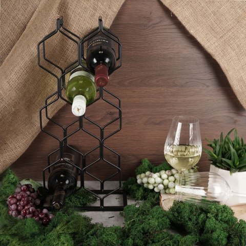 Stojak na Wino Metalowy Czarny 8 Butelek Dekoracyjny VILDE 23x48 cm