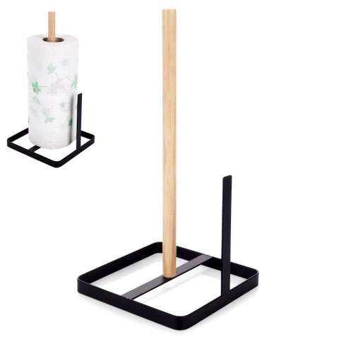 Stojak na Ręcznik Papierowy Drewno Metal Czarny Wolnostojący 30 cm VILDE