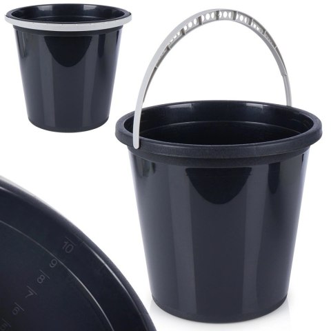 Wiadro Gospodarcze Plastikowe Czarne 10 L VILDE Recykling z Miarką