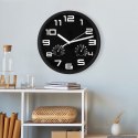 Zegar z Termometrem Higrometrem Ścienny Czarny Okrągły Solidny VILDE 25 cm