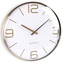 Zegar Ścienny 30 cm VILDE Okrągły Złoto-Biały Aluminium Cichy