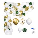Girlanda balonowa 90 szt - złoto biała + liście