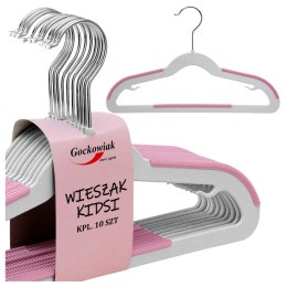 Wieszaki dziecięce KIDSI komplet 10 sztuk szaro-różowe