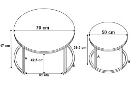 Stoliki kawowe loft Galen Craft Biały zestaw 2 sztuk
