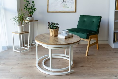 Stoliki kawowe loft Galen Craft Biały zestaw 2 sztuk