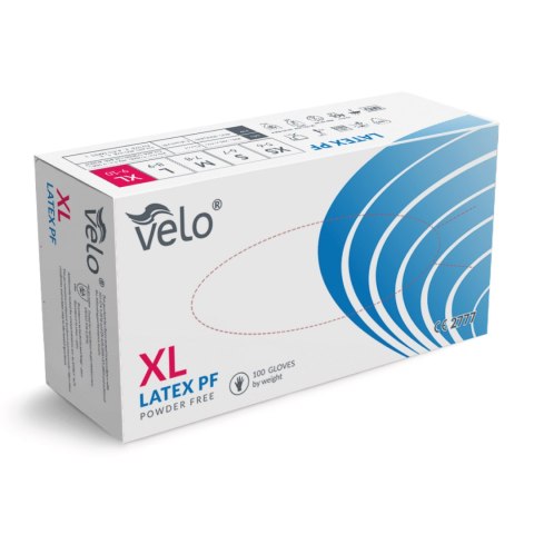 VELO LATEX PF XL Rękawiczki lateksowe bezpudrowe, niesterylne, 100 szt.