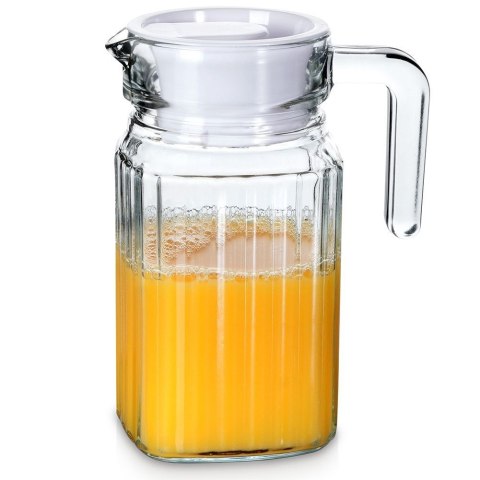 Dzbanek Szklany z Pokrywką VILDE 650 ml Ryflowany Kompaktowy do Napojów