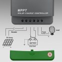Qoltec Solarny regulator ładowania MPPT z czujnikiem temperatury 60A |12V / 24V | LCD | Bluetooth | APP | GEL | LiFePO4
