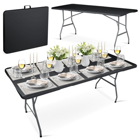 Stół cateringowy ogrodowy składany 180 cm Plonos czarny