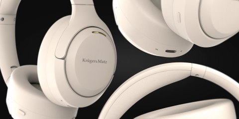 Bezprzewodowe słuchawki nauszne z ANC , Kruger&Matz F8A , beżowe