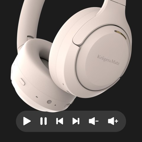 Bezprzewodowe słuchawki nauszne z ANC , Kruger&Matz F8A , czarne