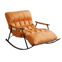 Podwójny fotel bujany z czarną metalową podstawą - Pomarańczowy