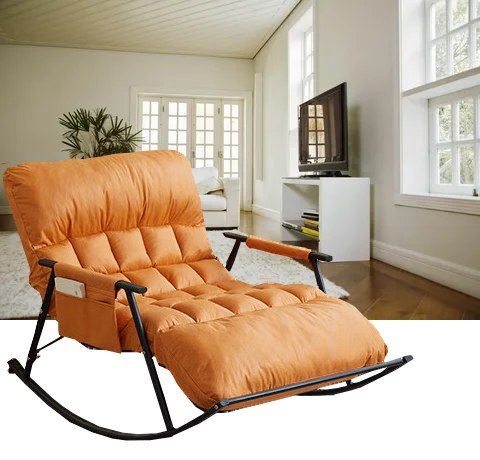 Podwójny fotel bujany z czarną metalową podstawą - Pomarańczowy