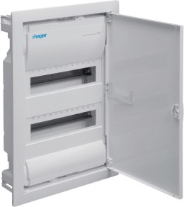 Rozdzielnica podtynkowa z drzwiami metalowymi, 2 rzędy, 24 moduły, IP30, QC, HAGER Volta VU24AT