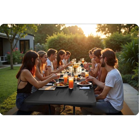 Stół cateringowy ogrodowy składany 180 cm Plonos czarny
