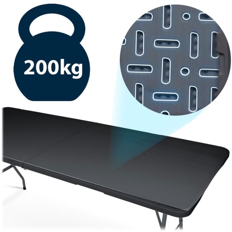 Stół cateringowy ogrodowy składany 180 cm Plonos czarny