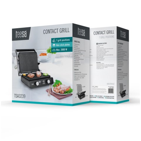 Grill elektryczny TEESA , panini grill , opiekacz, 3 pozycje , wyjmowane wkłady, 2000W