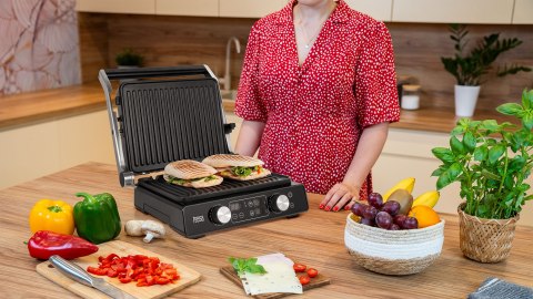 Grill elektryczny TEESA , panini grill , opiekacz, 3 pozycje , wyjmowane wkłady, 2000W