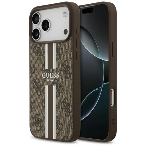 Guess 4G Printed Stripes MagSafe - Etui iPhone 17 Pro Max (brązowy)