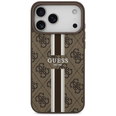 Guess 4G Printed Stripes MagSafe - Etui iPhone 17 Pro Max (brązowy)