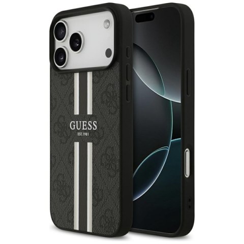 Guess 4G Printed Stripes MagSafe - Etui iPhone 17 Pro Max (czarny)