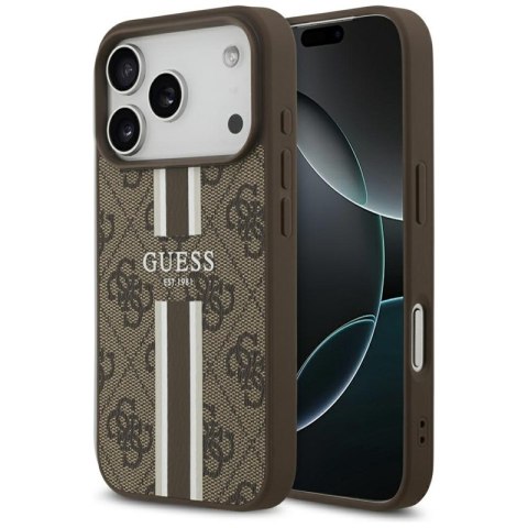 Guess 4G Printed Stripes MagSafe - Etui iPhone 17 Pro (brązowy)
