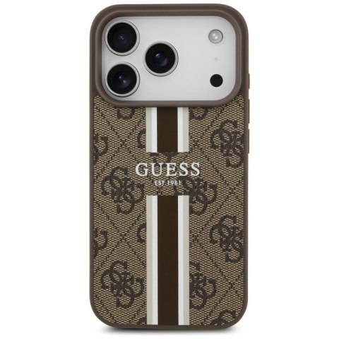 Guess 4G Printed Stripes MagSafe - Etui iPhone 17 Pro (brązowy)