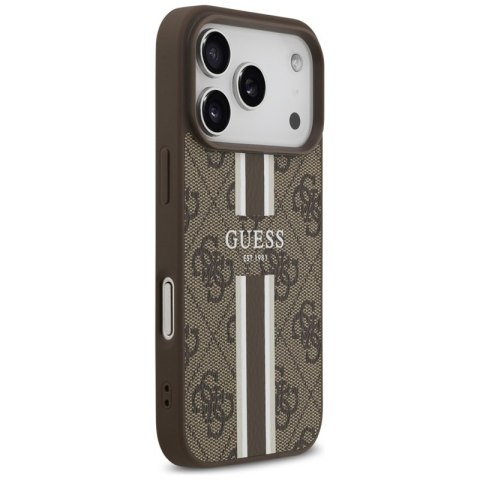 Guess 4G Printed Stripes MagSafe - Etui iPhone 17 Pro (brązowy)