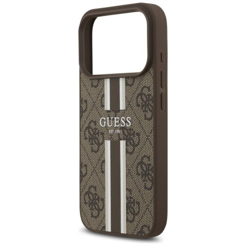 Guess 4G Printed Stripes MagSafe - Etui iPhone 17 Pro (brązowy)