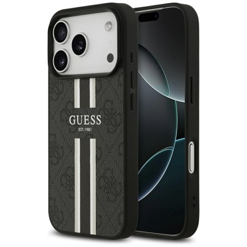 Guess 4G Printed Stripes MagSafe - Etui iPhone 17 Pro (czarny)