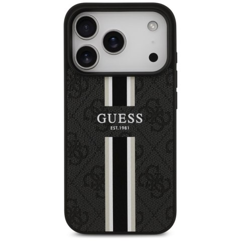 Guess 4G Printed Stripes MagSafe - Etui iPhone 17 Pro (czarny)