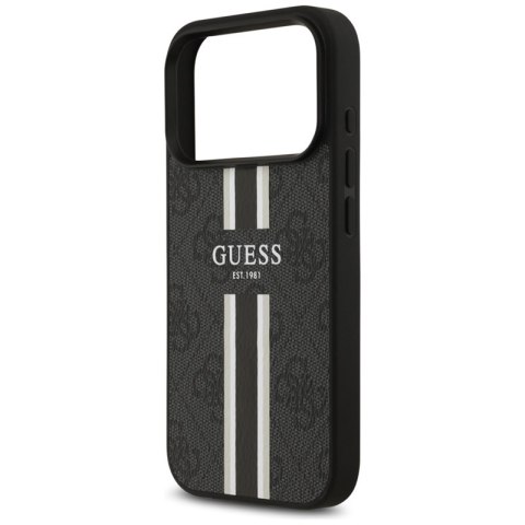 Guess 4G Printed Stripes MagSafe - Etui iPhone 17 Pro (czarny)