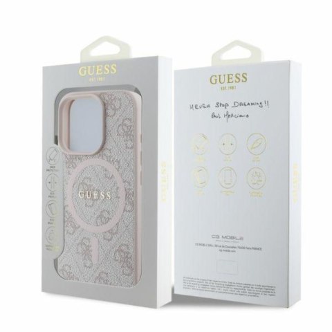 Guess 4G Ring Classic Logo MagSafe - Etui iPhone 16 Pro (różowy)