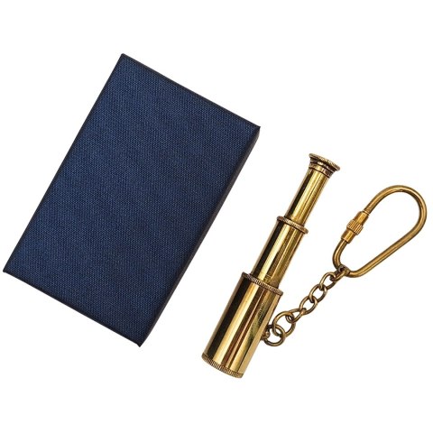 Mosiężny Brelok Luneta w Eleganckim Pudełku - Retro Marynistyczny Prezent - KEY-0016A