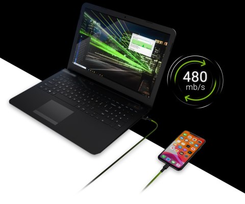 PRZEWÓD KABGC12 USB-A/LIGHTNING Ray 2.0 m Green Cell