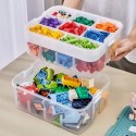 Trzypoziomowy pojemnik organizer na klocki i zabawki z przegródkami - pomarańczowy
