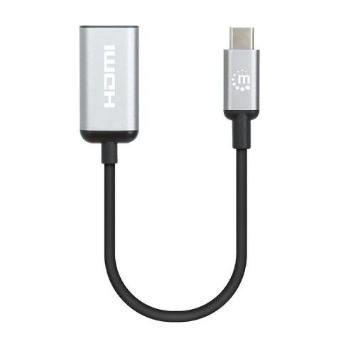 Manhattan 153706 adapter kablowy 0,15 m USB Type-C HDMI Typu A (Standard) Czarny, Srebrny