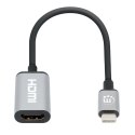 Manhattan 153706 adapter kablowy 0,15 m USB Type-C HDMI Typu A (Standard) Czarny, Srebrny