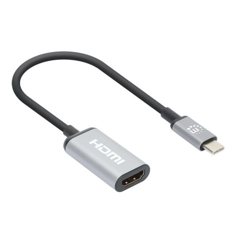Manhattan 153706 adapter kablowy 0,15 m USB Type-C HDMI Typu A (Standard) Czarny, Srebrny