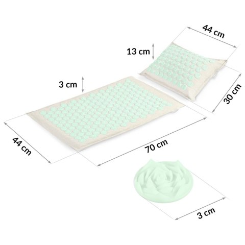 Mata do akupresury z kolcami Neo-Sport 190201 szaro-miętowa