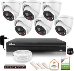 Zestaw monitoringu IP Dahua TIOC 5mpx 2K 6 kamer z alarmem NVR z dyskiem
