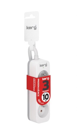 Przedłużacz KERG bez wyłącznika-3 gniazda-biało-szary-10m-16A-H05VV-F-3x1,5mm2