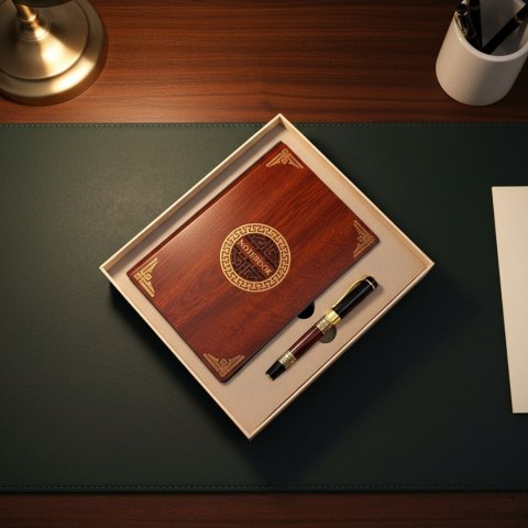 Ekskluzywny Zestaw Prezentowy Premium Notes Notatnik A5 Drewniany + Długopis - EE2