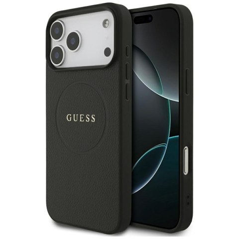 Guess Grained Ring MagSafe - Etui iPhone 17 Pro Max (czarny)