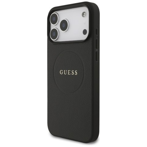 Guess Grained Ring MagSafe - Etui iPhone 17 Pro Max (czarny)