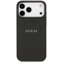 Guess Grained Ring MagSafe - Etui iPhone 17 Pro Max (czarny)