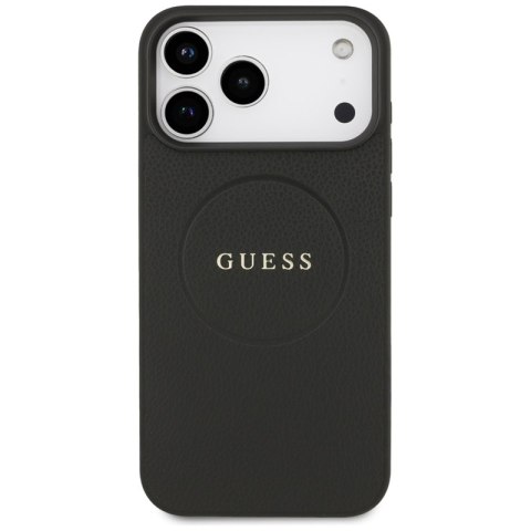 Guess Grained Ring MagSafe - Etui iPhone 17 Pro Max (czarny)