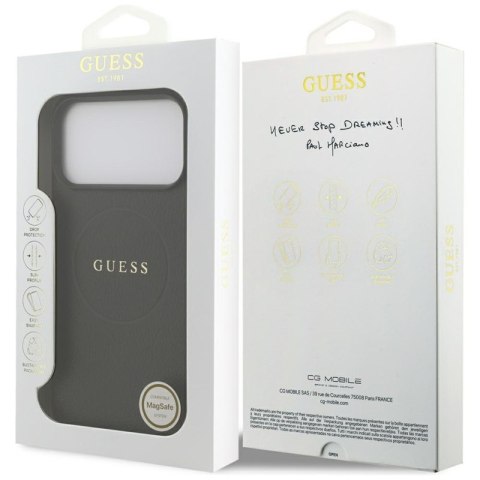 Guess Grained Ring MagSafe - Etui iPhone 17 Pro Max (czarny)