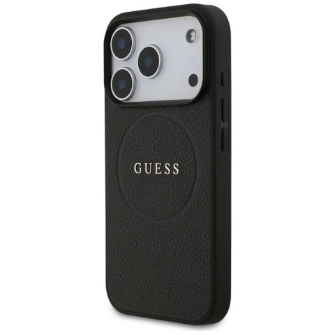 Guess Grained Ring MagSafe - Etui iPhone 17 Pro (czarny)